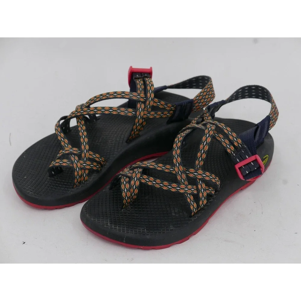 Chaco Strappy Sandals Black Red Adjustable Hiking Water Outdoor Women's Size 8